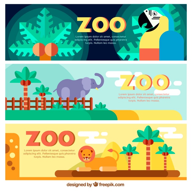 Free Vector flat wild banners of zoo