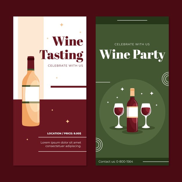 Flat wine party vertical banner template