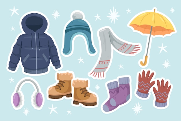 Free vector flat winter clothes and essential element collections