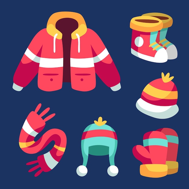 Free vector flat winter clothes and essentials