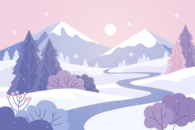 Free vector flat winter landscape