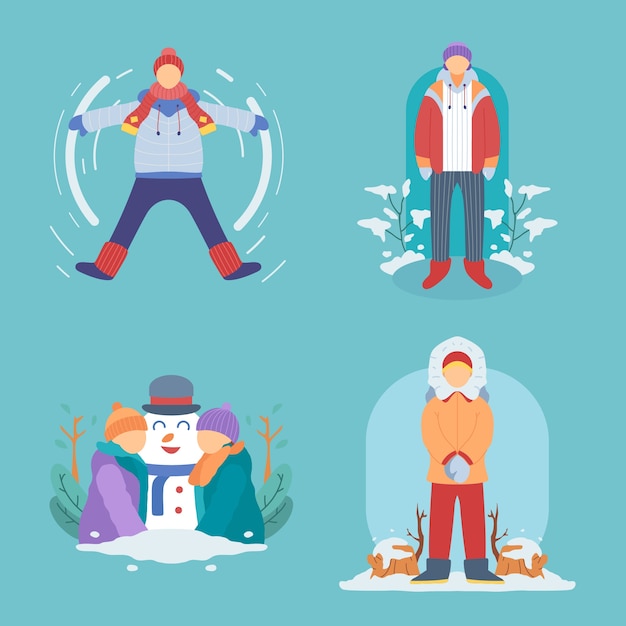 Free Vector flat winter people collection