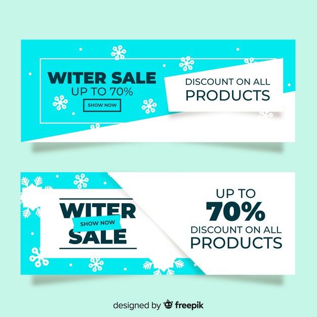 Flat winter sale banners