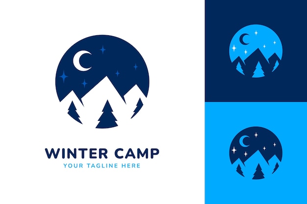 Flat winter season logo template design