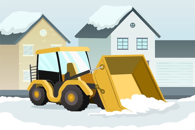 Free Vector flat winter snow plow illustration