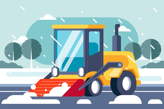 Free Vector flat winter snow plow illustration