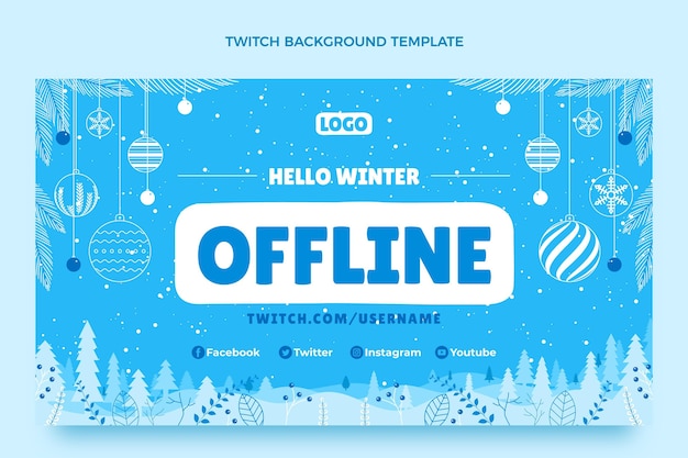 Free Vector flat winter twitch background