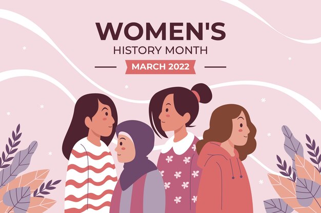 Flat women's history month background