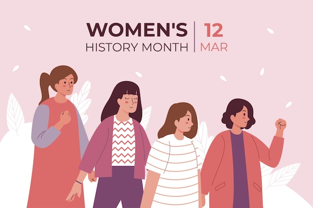 Flat women's history month background