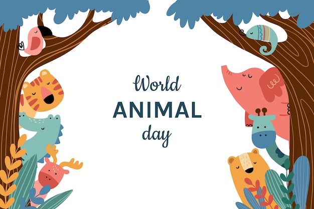 Free Vector flat world animal day background