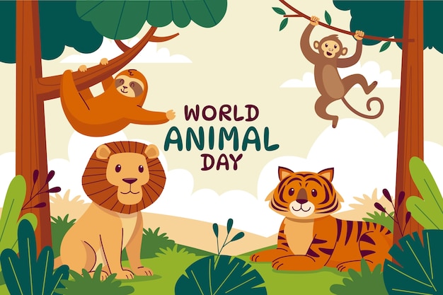 Free Vector flat world animal day background