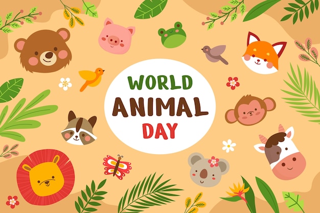 Free Vector flat world animal day background