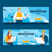 Free vector flat world architecture day horizontal banner template