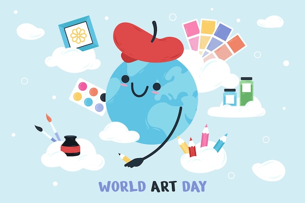 Free Vector flat world art day background