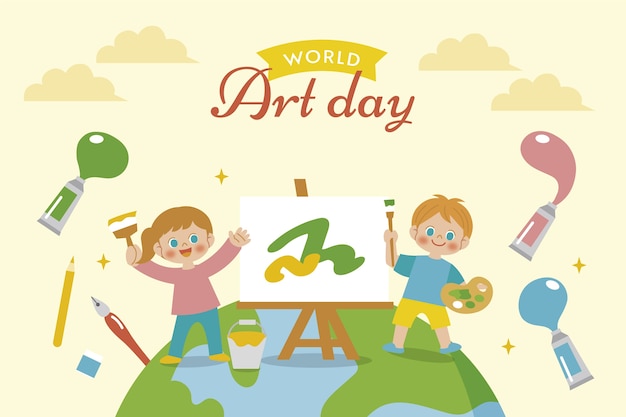 Free Vector flat world art day background