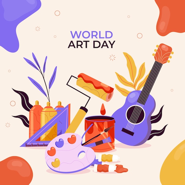 Free Vector flat world art day illustration