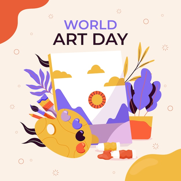 Free vector flat world art day illustration