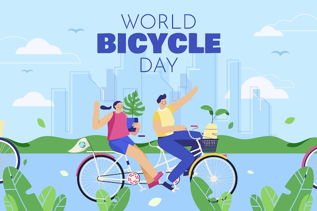 Free vector flat world bicycle day background