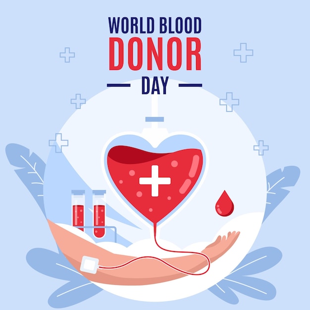 Flat world blood donor day illustration