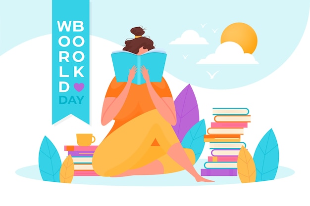 Free vector flat world book day concept