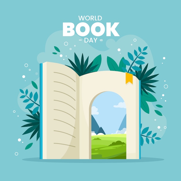 Free vector flat world book day illustration