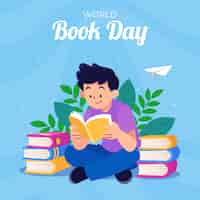 Free vector flat world book day illustration