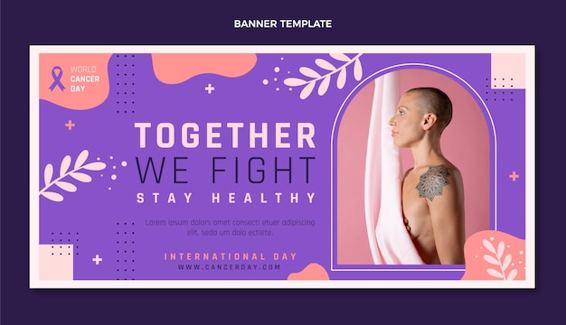 Flat world cancer day horizontal banner