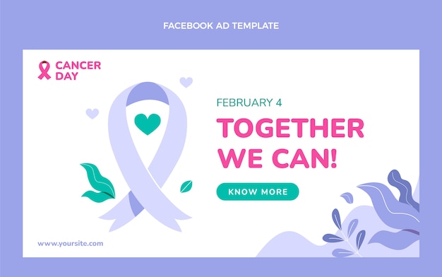 Free Vector flat world cancer day social media promo template