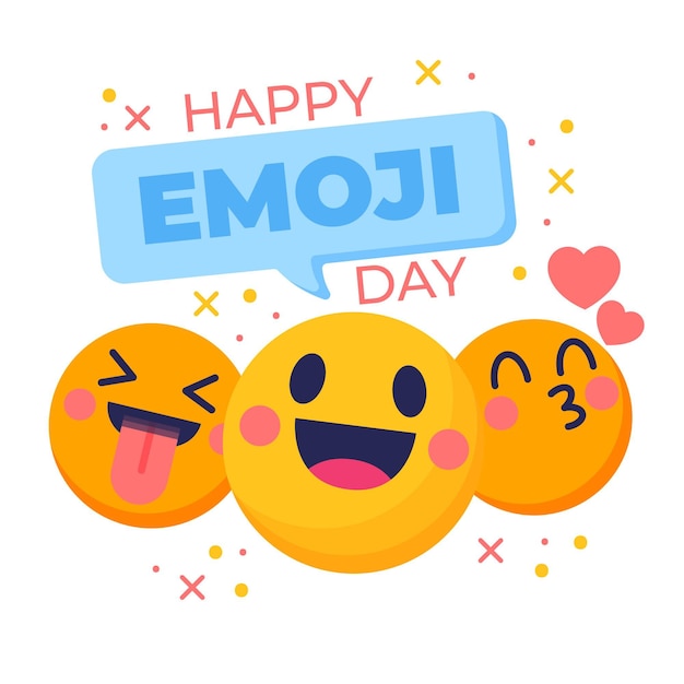 Free vector flat world emoji day illustration