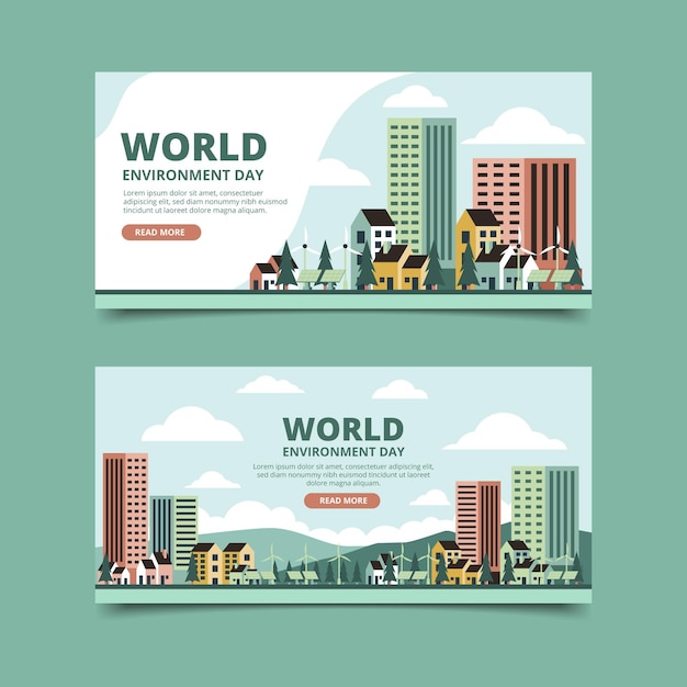 Free Vector flat world environment day banners set