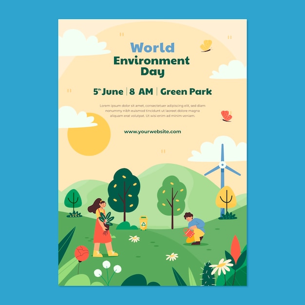 Free Vector flat world environment day flyer template