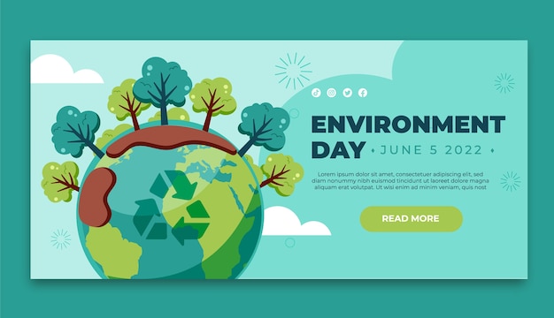 Flat  world environment day horizontal banner template