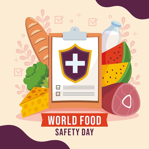 Free vector flat world food safety day illustration