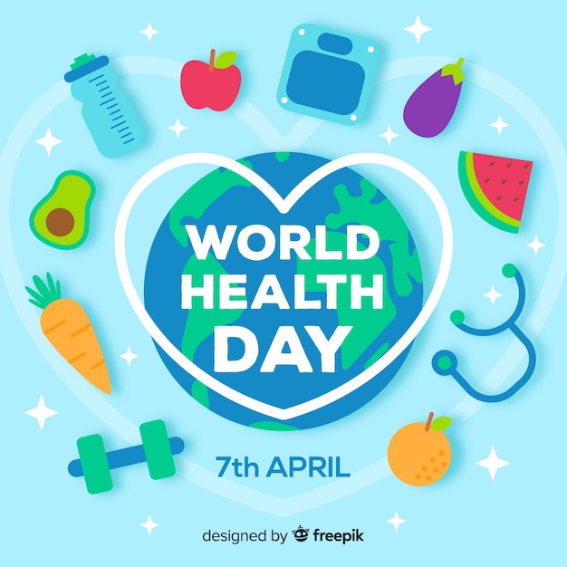 Flat world health day background