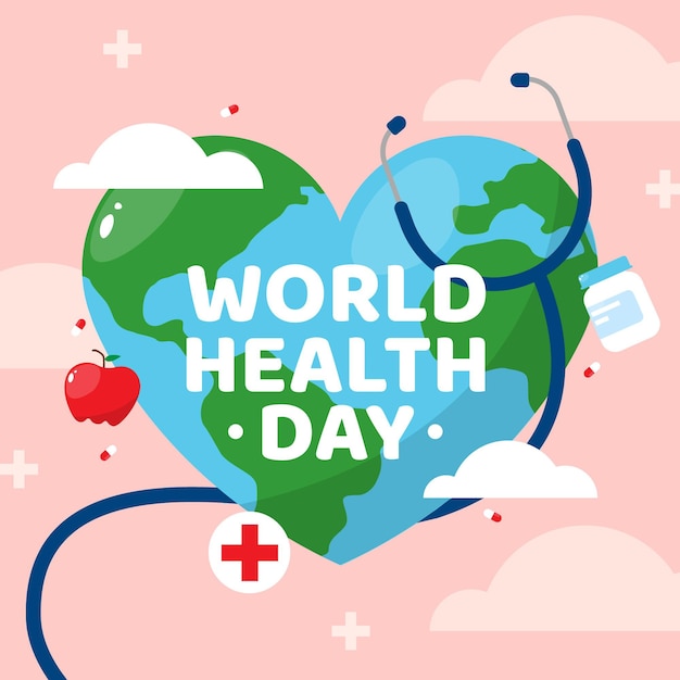 Flat world health day celebration illustration