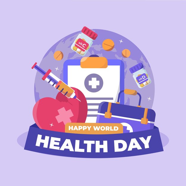 Flat world health day illustration