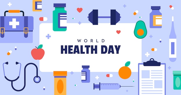 Flat world health day social media post template