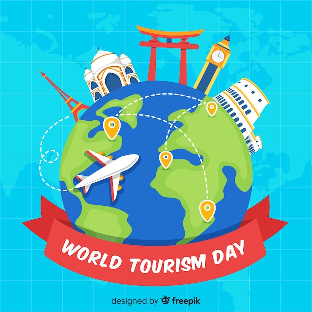 Flat world tourism day background