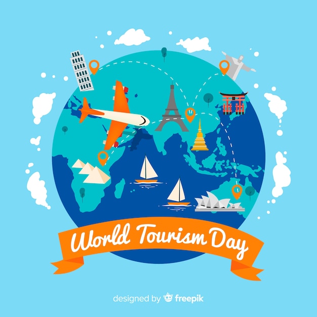 Free Vector flat world tourism day celebration