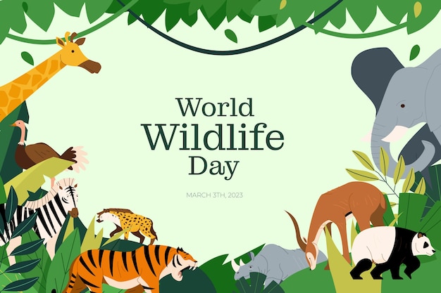 Free vector flat world wildlife day background