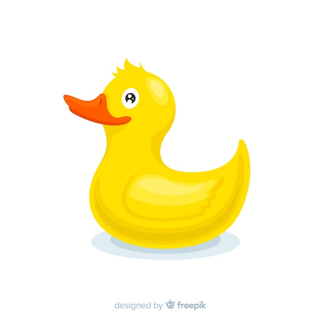 Flat yellow rubber duck for bath