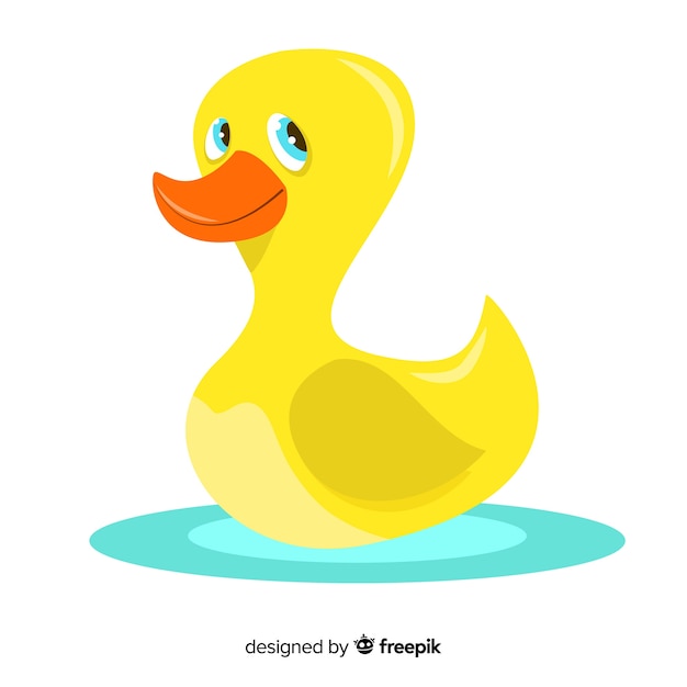 Free Vector flat yellow rubber duck looking up