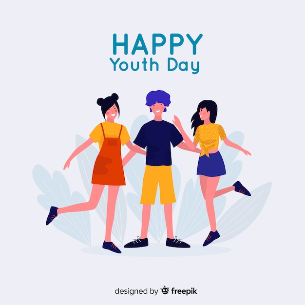 Free Vector flat youth day background with young people