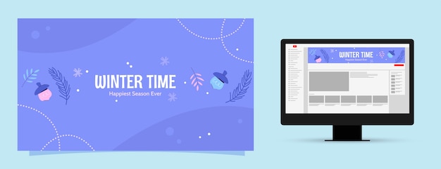 Flat youtube channel art for winter with acorns