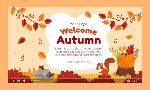 Free vector flat youtube thumbnail for autumn celebration