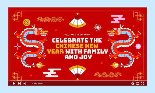 Flat youtube thumbnail for chinese new year festival