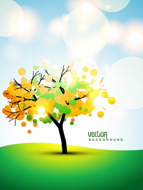 Free Vector floral background with autumn tree