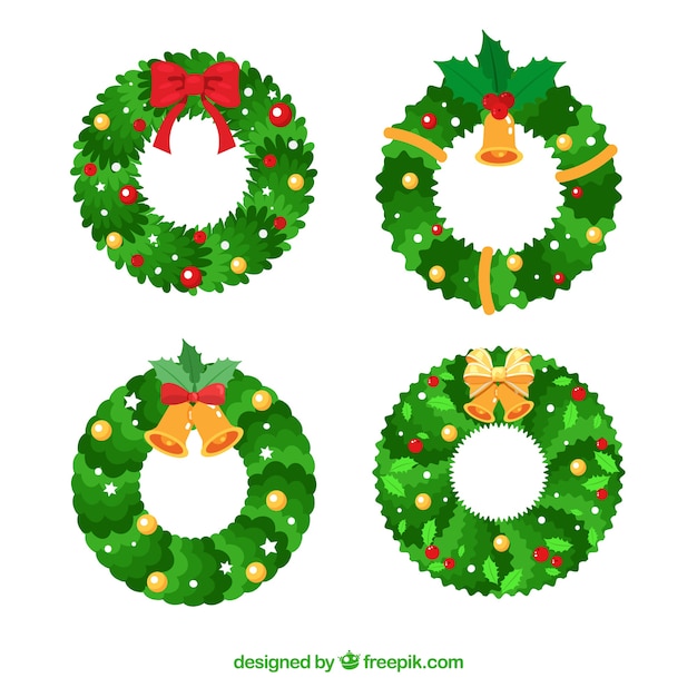 Free Vector floral christmas wreaths