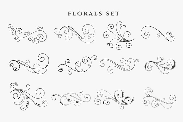 Free Vector floral decorative ornaments set design