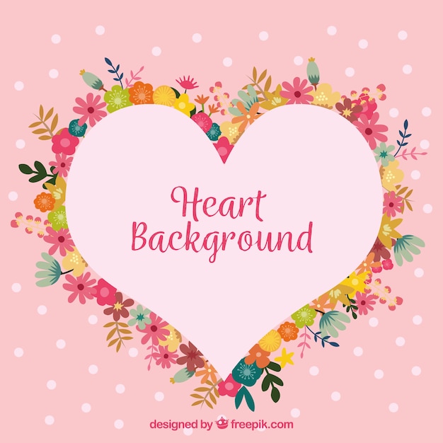 Free Vector floral heart frame background 